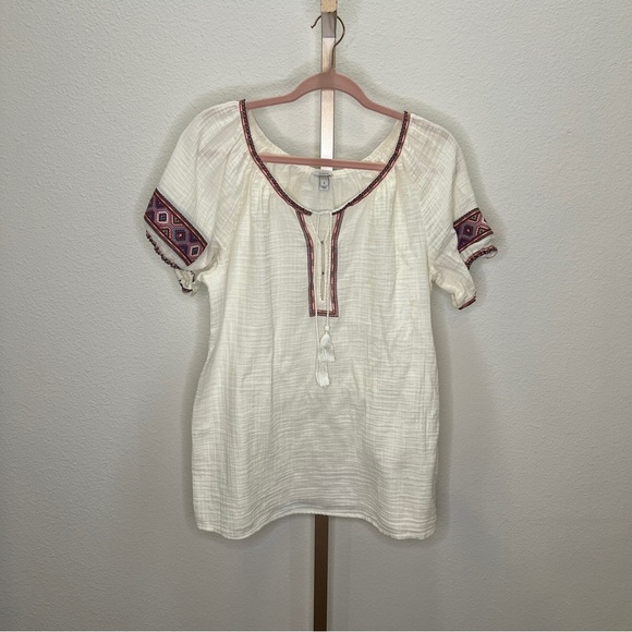 J. Crew Ivory embroidered Peasant Blouse small - Picture 1 of 6